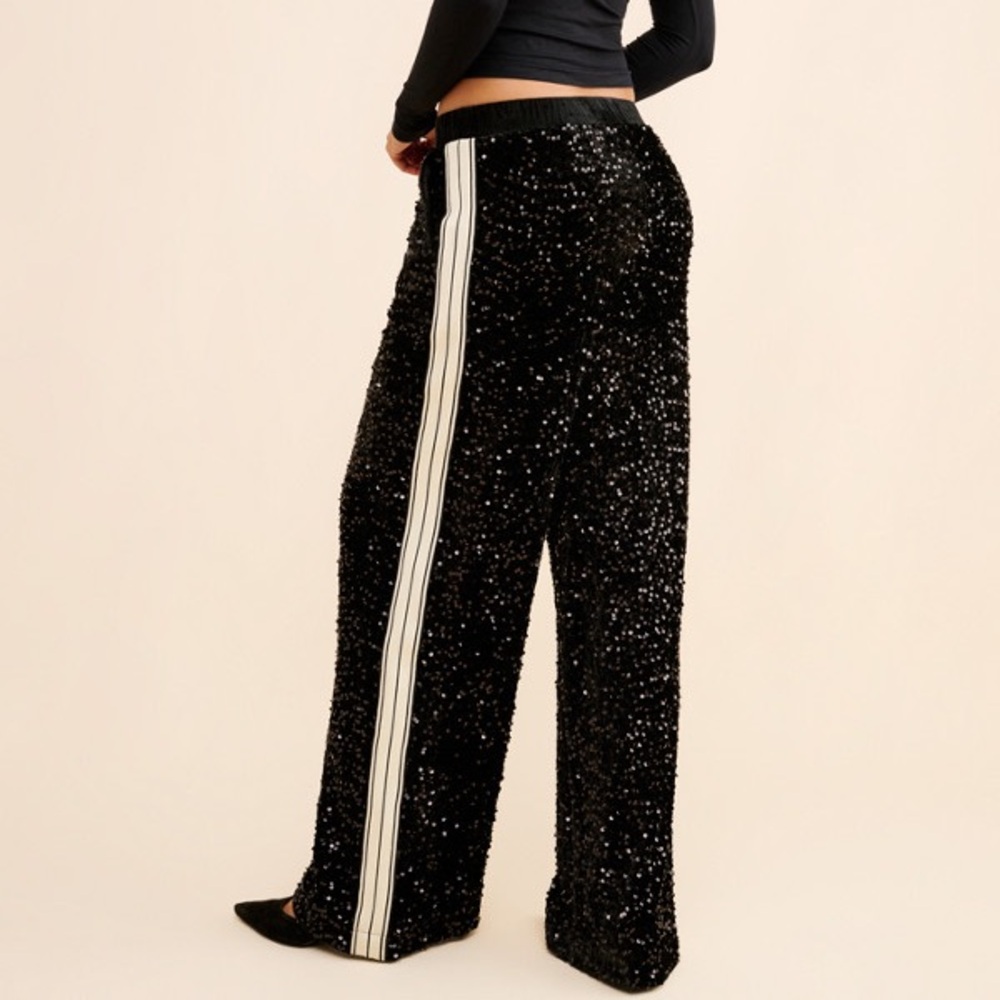 NWT Anthropologie Bishop + Young Sequin Track Pants